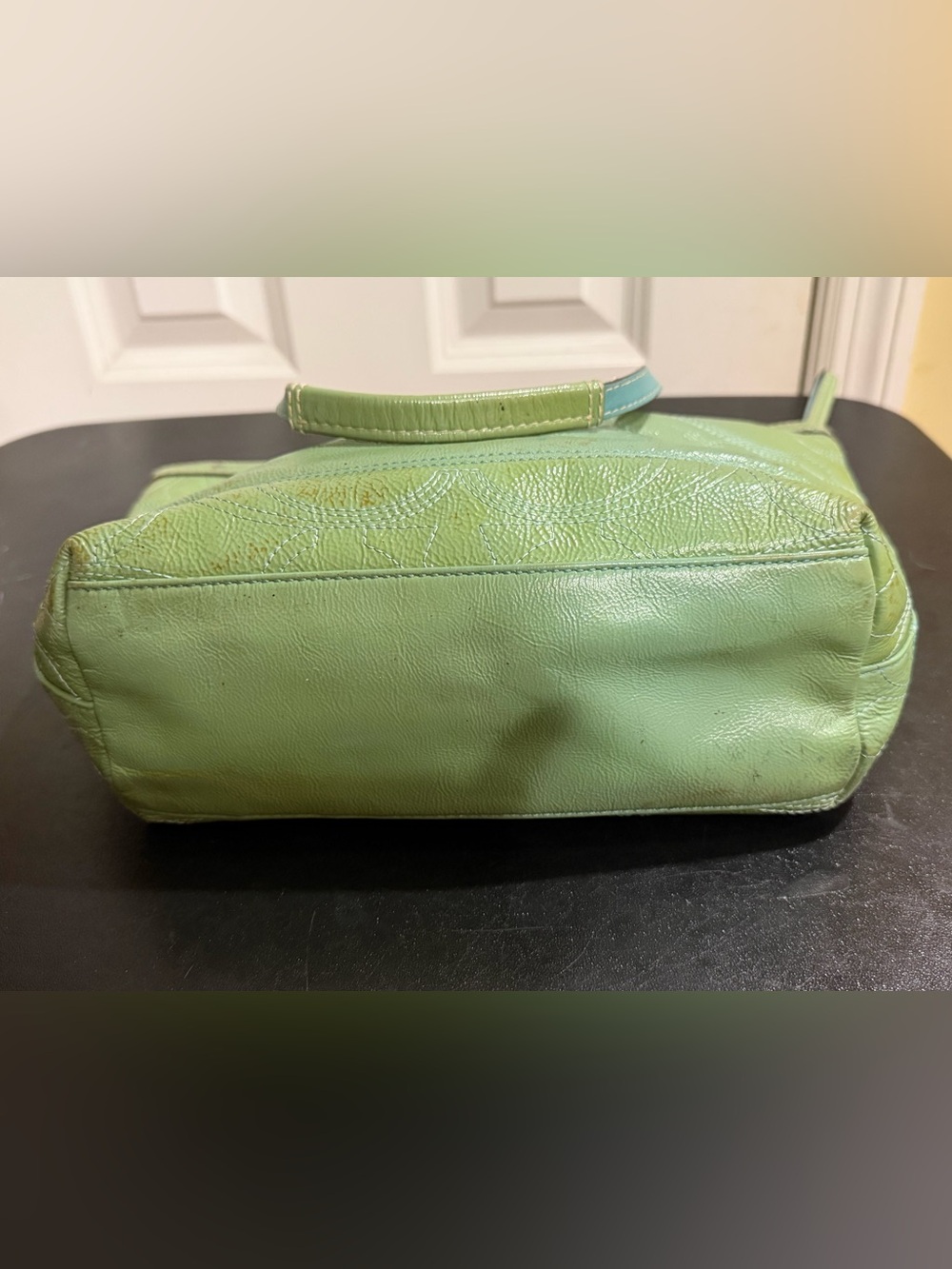 Coach Light Green patent Leather Tote with Logo Medallion F15142 - Picture 11 of 11
